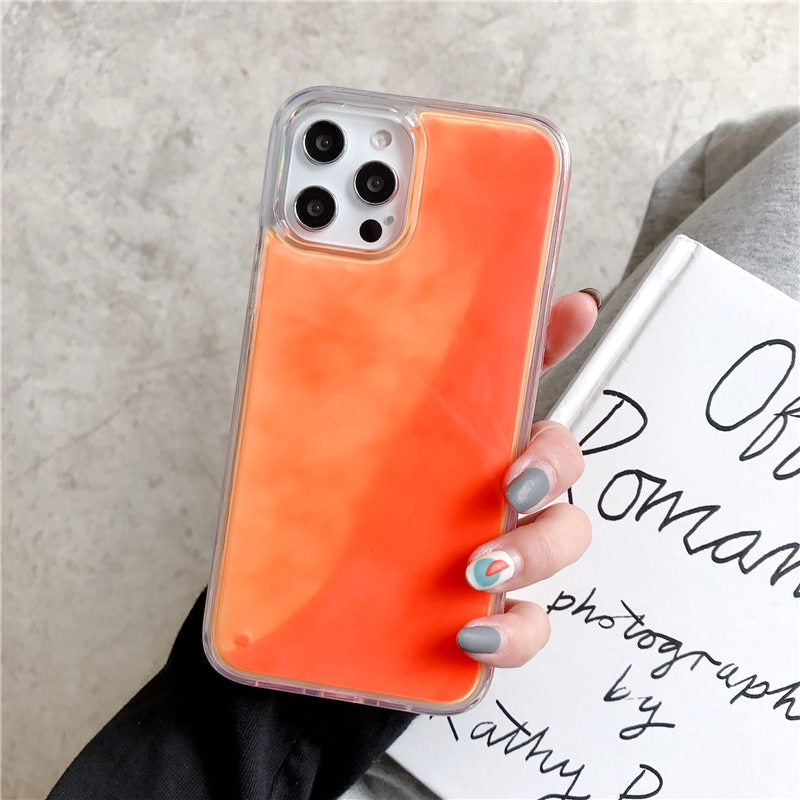 Quicksand Luminous Phone Case For iPhone 12 11 12 Pro Max XR XS Max X 7 8 Plus 12 Mini 12Pro 12 11 Glitter Neon Sand Back Cover