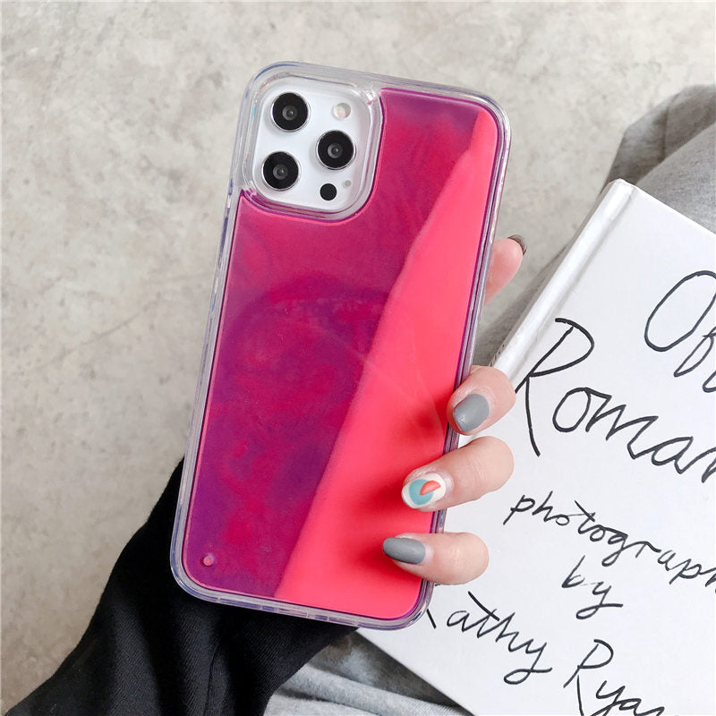 Quicksand Luminous Phone Case For iPhone 12 11 12 Pro Max XR XS Max X 7 8 Plus 12 Mini 12Pro 12 11 Glitter Neon Sand Back Cover