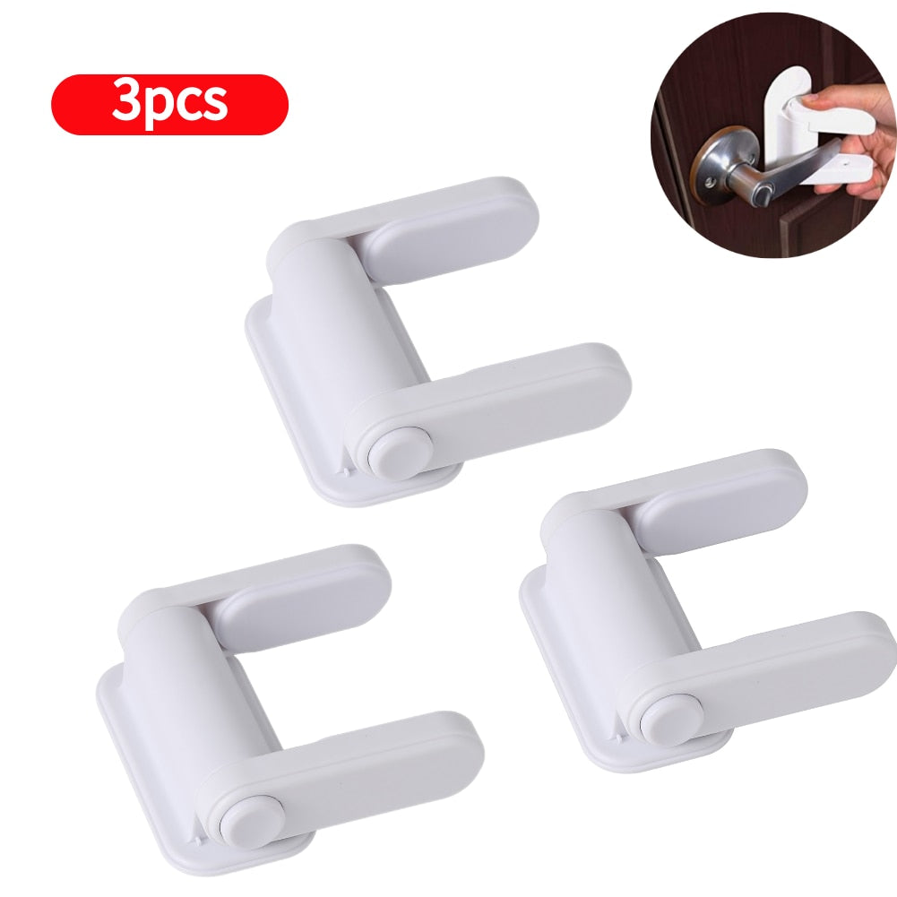 Universal Door Lever Lock Child Baby Safety Lock Rotation Proof Professional Door Adhesive Security Latch Multi-functional