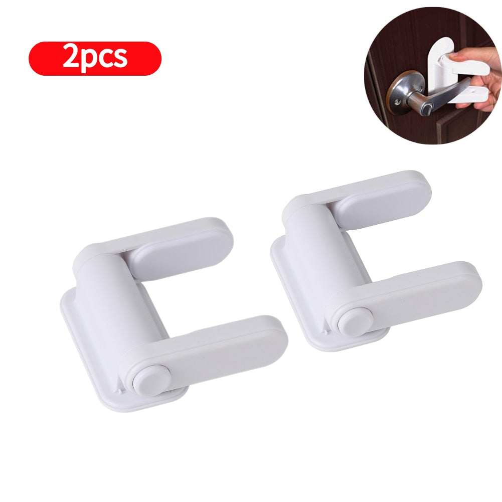 Universal Door Lever Lock Child Baby Safety Lock Rotation Proof Professional Door Adhesive Security Latch Multi-functional